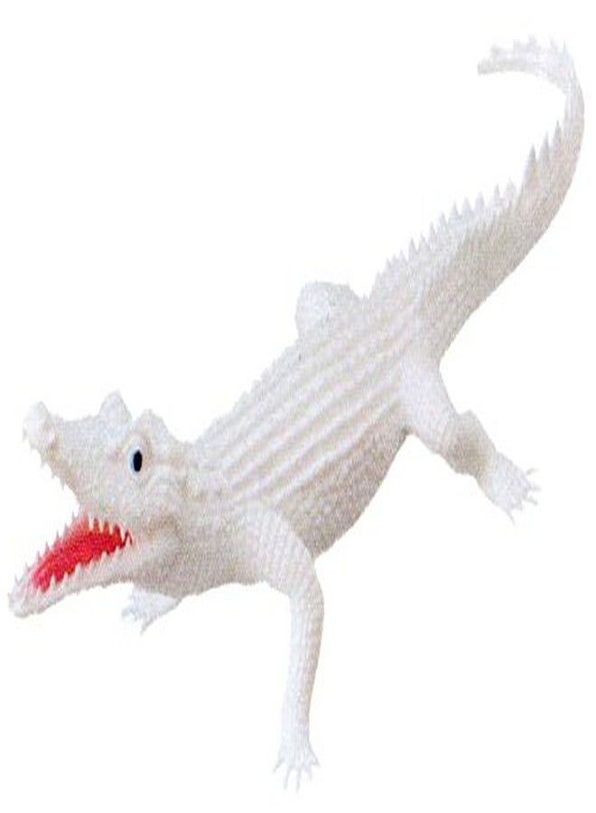 WARM FUZZY Toys 10” Long Alligator with Squeaker Toy for Kids, Animal Figurine, Alligator Toys for Pretend Play and Wildlife Decorations, Perfect for Party Favors, Prize Box and PTA Carnival - White